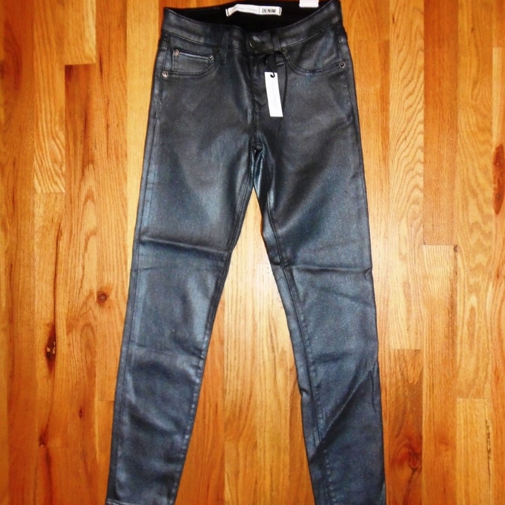 Womens Lovers + Friends Metallic Denim Pants Sz 24